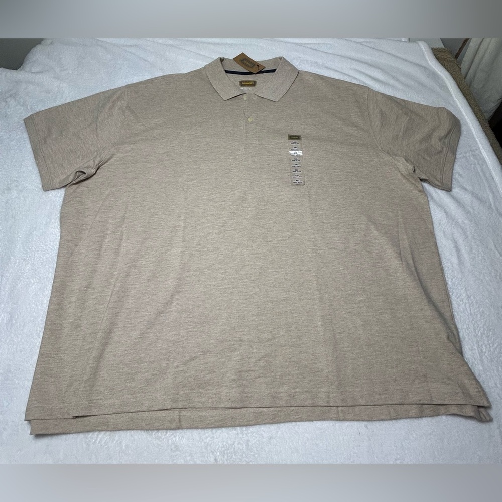 (NWT) Foundry polo Short Sleeve shirt 100% cotton Soft Brown Polo Mens 4XL